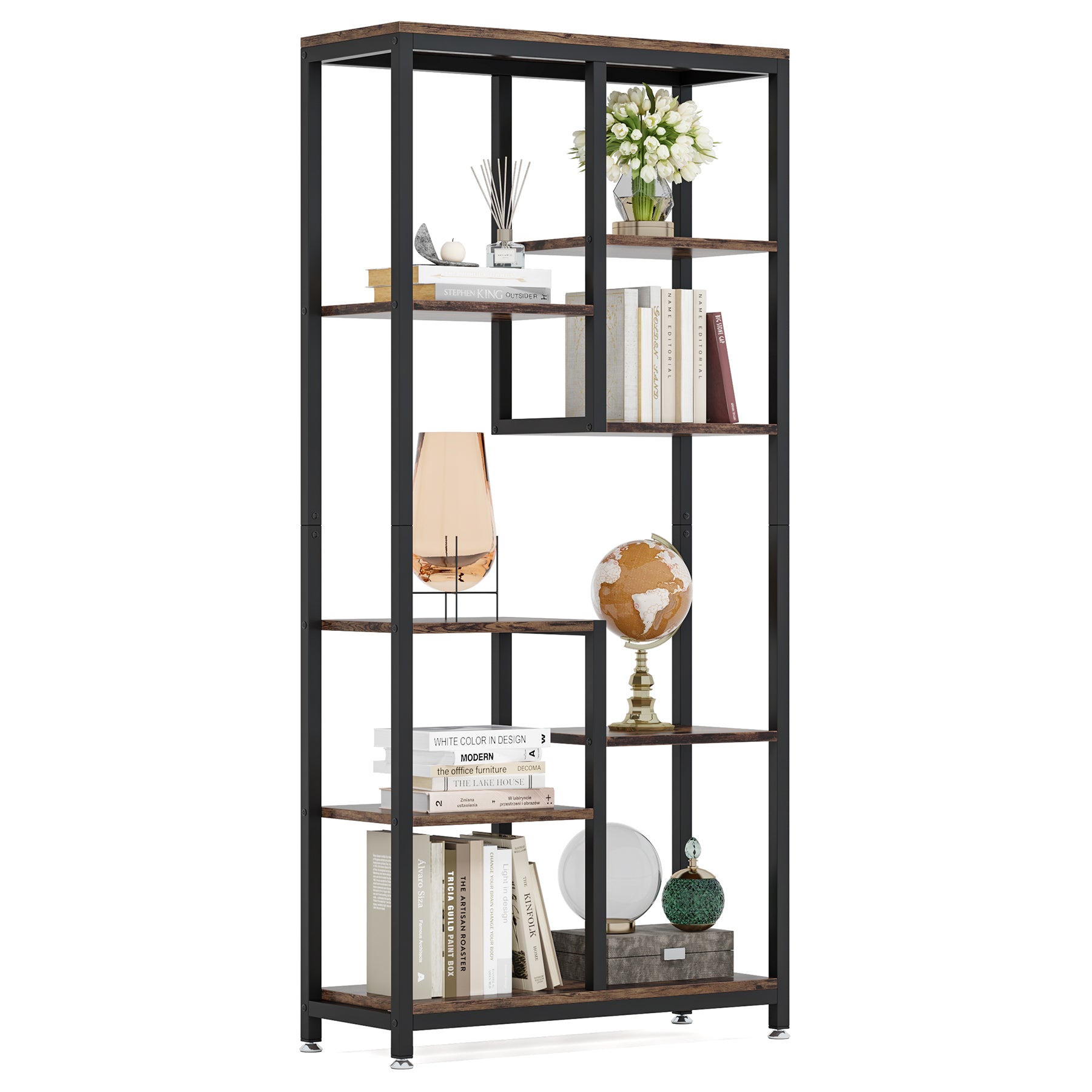 69.2" Bookshelf Industrial Bookcase